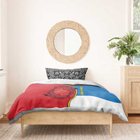 Antigua and Barbuda Tribal Bedding Set with Polynesian Dolphin Sun Design with National Flag Colors - Wonder Print Shop