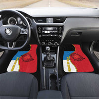 Antigua and Barbuda Tribal Car Mats with Polynesian Dolphin Sun Design with National Flag Colors - Wonder Print Shop