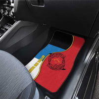 Antigua and Barbuda Tribal Car Mats with Polynesian Dolphin Sun Design with National Flag Colors - Wonder Print Shop
