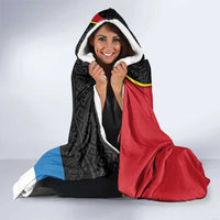 Antigua and Barbuda Tribal Hooded Blanket with Polynesian Dolphin Sun Design with National Flag Colors - Wonder Print Shop