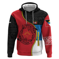 Antigua and Barbuda Tribal Hoodie with Polynesian Dolphin Sun Design with National Flag Colors - Wonder Print Shop