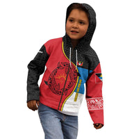 Antigua and Barbuda Tribal Kid Hoodie with Polynesian Dolphin Sun Design with National Flag Colors - Wonder Print Shop