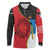 Antigua and Barbuda Tribal Long Sleeve Polo Shirt with Polynesian Dolphin Sun Design with National Flag Colors - Wonder Print Shop
