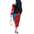 Antigua and Barbuda Tribal Off The Shoulder Long Sleeve Dress with Polynesian Dolphin Sun Design with National Flag Colors - Wonder Print Shop
