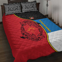 Antigua and Barbuda Tribal Quilt Bed Set with Polynesian Dolphin Sun Design with National Flag Colors - Wonder Print Shop