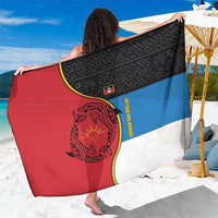 Antigua and Barbuda Tribal Sarong with Polynesian Dolphin Sun Design with National Flag Colors - Wonder Print Shop