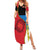Antigua and Barbuda Tribal Summer Maxi Dress with Polynesian Dolphin Sun Design with National Flag Colors - Wonder Print Shop