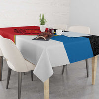 Antigua and Barbuda Tribal Tablecloth with Polynesian Dolphin Sun Design with National Flag Colors - Wonder Print Shop