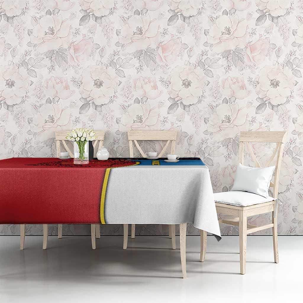 Antigua and Barbuda Tribal Tablecloth with Polynesian Dolphin Sun Design with National Flag Colors - Wonder Print Shop