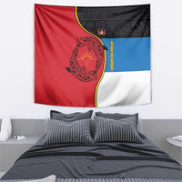 Antigua and Barbuda Tribal Tapestry with Polynesian Dolphin Sun Design with National Flag Colors - Wonder Print Shop