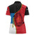 Antigua and Barbuda Tribal Women Polo Shirt with Polynesian Dolphin Sun Design with National Flag Colors - Wonder Print Shop