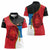Antigua and Barbuda Tribal Women Polo Shirt with Polynesian Dolphin Sun Design with National Flag Colors - Wonder Print Shop