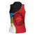 Antigua and Barbuda Tribal Women Sleeveless Polo Shirt with Polynesian Dolphin Sun Design with National Flag Colors - Wonder Print Shop