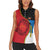 Antigua and Barbuda Tribal Women Sleeveless Polo Shirt with Polynesian Dolphin Sun Design with National Flag Colors - Wonder Print Shop