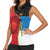 Antigua and Barbuda Tribal Women Sleeveless Polo Shirt with Polynesian Dolphin Sun Design with National Flag Colors - Wonder Print Shop