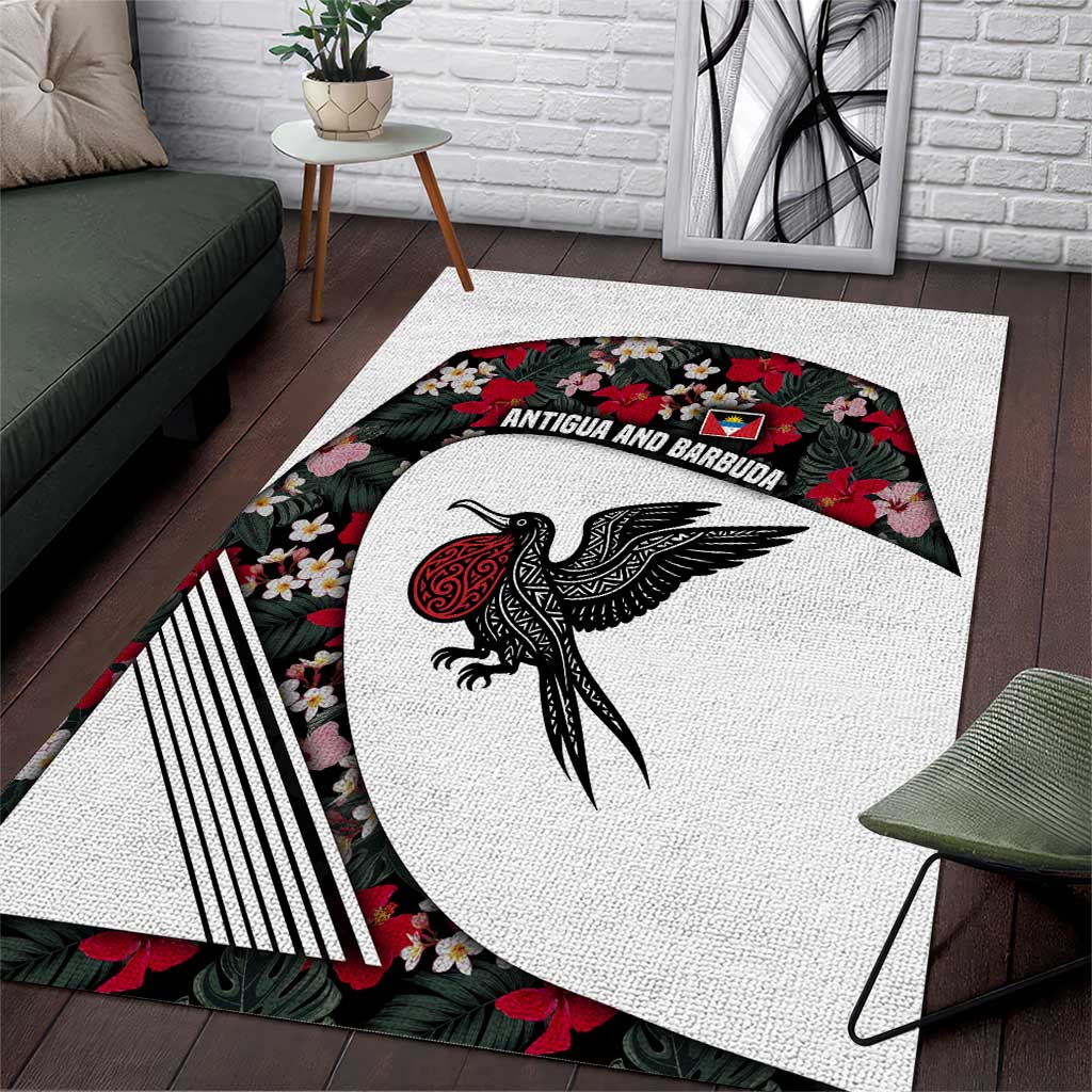 Antigua and Barbuda Hummingbird Area Rug with Tribal Bird and Tropical Floral Design with Island Flag - Wonder Print Shop