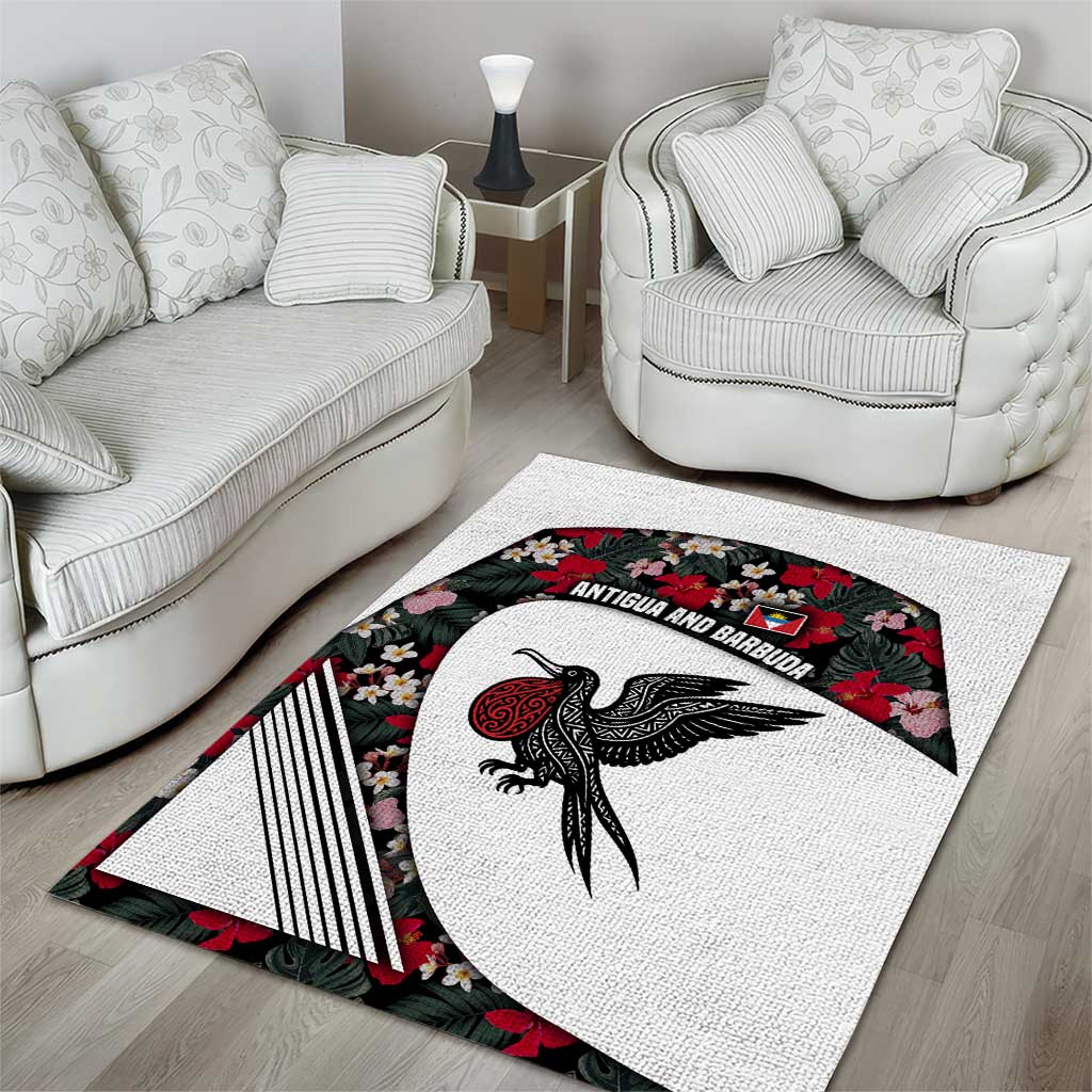 Antigua and Barbuda Hummingbird Area Rug with Tribal Bird and Tropical Floral Design with Island Flag - Wonder Print Shop