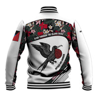 Antigua and Barbuda Hummingbird Baseball Jacket with Tribal Bird and Tropical Floral Design with Island Flag - Wonder Print Shop