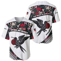 Antigua and Barbuda Hummingbird Baseball Jersey with Tribal Bird and Tropical Floral Design with Island Flag - Wonder Print Shop