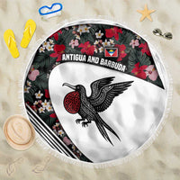 Antigua and Barbuda Hummingbird Beach Blanket with Tribal Bird and Tropical Floral Design with Island Flag - Wonder Print Shop
