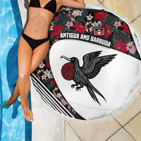 Antigua and Barbuda Hummingbird Beach Blanket with Tribal Bird and Tropical Floral Design with Island Flag - Wonder Print Shop