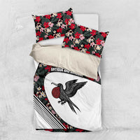 Antigua and Barbuda Hummingbird Bedding Set with Tribal Bird and Tropical Floral Design with Island Flag - Wonder Print Shop