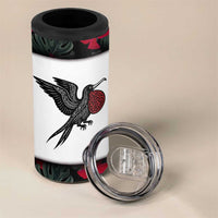 Antigua and Barbuda Hummingbird 4 in 1 Can Cooler Tumbler with Tribal Bird and Tropical Floral Design with Island Flag - Wonder Print Shop