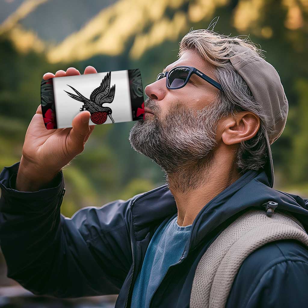 Antigua and Barbuda Hummingbird 4 in 1 Can Cooler Tumbler with Tribal Bird and Tropical Floral Design with Island Flag - Wonder Print Shop