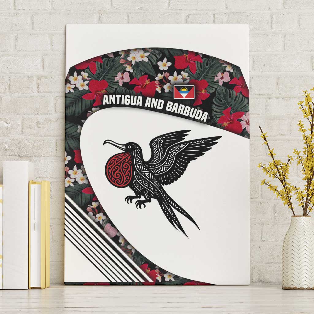 Antigua and Barbuda Hummingbird Canvas Wall Art with Tribal Bird and Tropical Floral Design with Island Flag - Wonder Print Shop