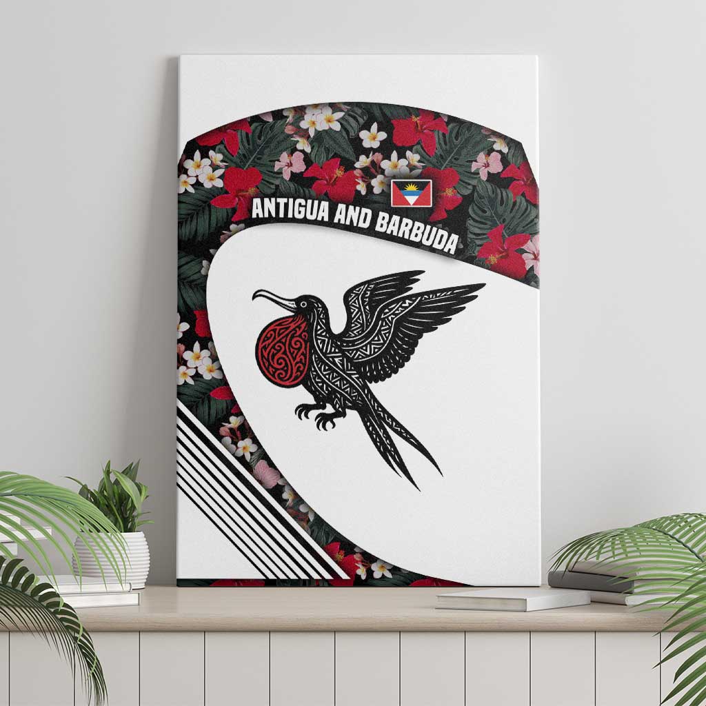 Antigua and Barbuda Hummingbird Canvas Wall Art with Tribal Bird and Tropical Floral Design with Island Flag - Wonder Print Shop
