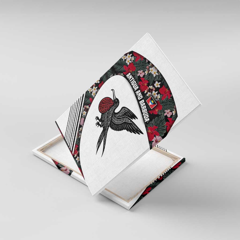 Antigua and Barbuda Hummingbird Canvas Wall Art with Tribal Bird and Tropical Floral Design with Island Flag - Wonder Print Shop