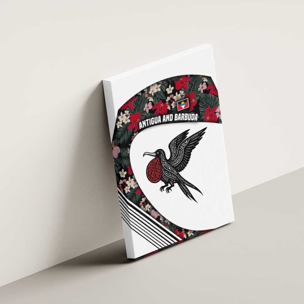 Antigua and Barbuda Hummingbird Canvas Wall Art with Tribal Bird and Tropical Floral Design with Island Flag - Wonder Print Shop