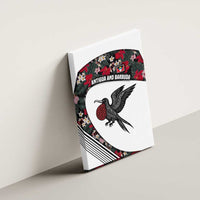 Antigua and Barbuda Hummingbird Canvas Wall Art with Tribal Bird and Tropical Floral Design with Island Flag - Wonder Print Shop