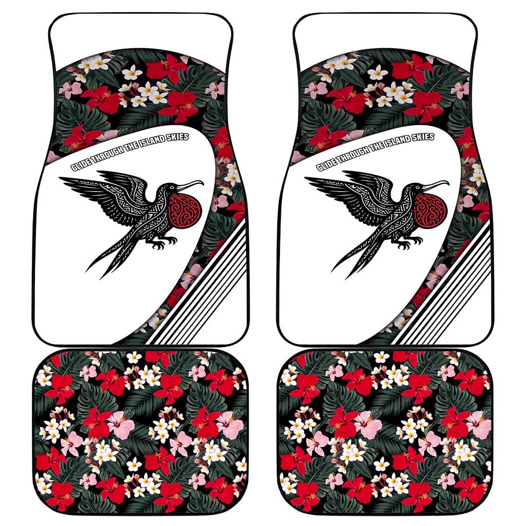 Antigua and Barbuda Hummingbird Car Mats with Tribal Bird and Tropical Floral Design with Island Flag - Wonder Print Shop