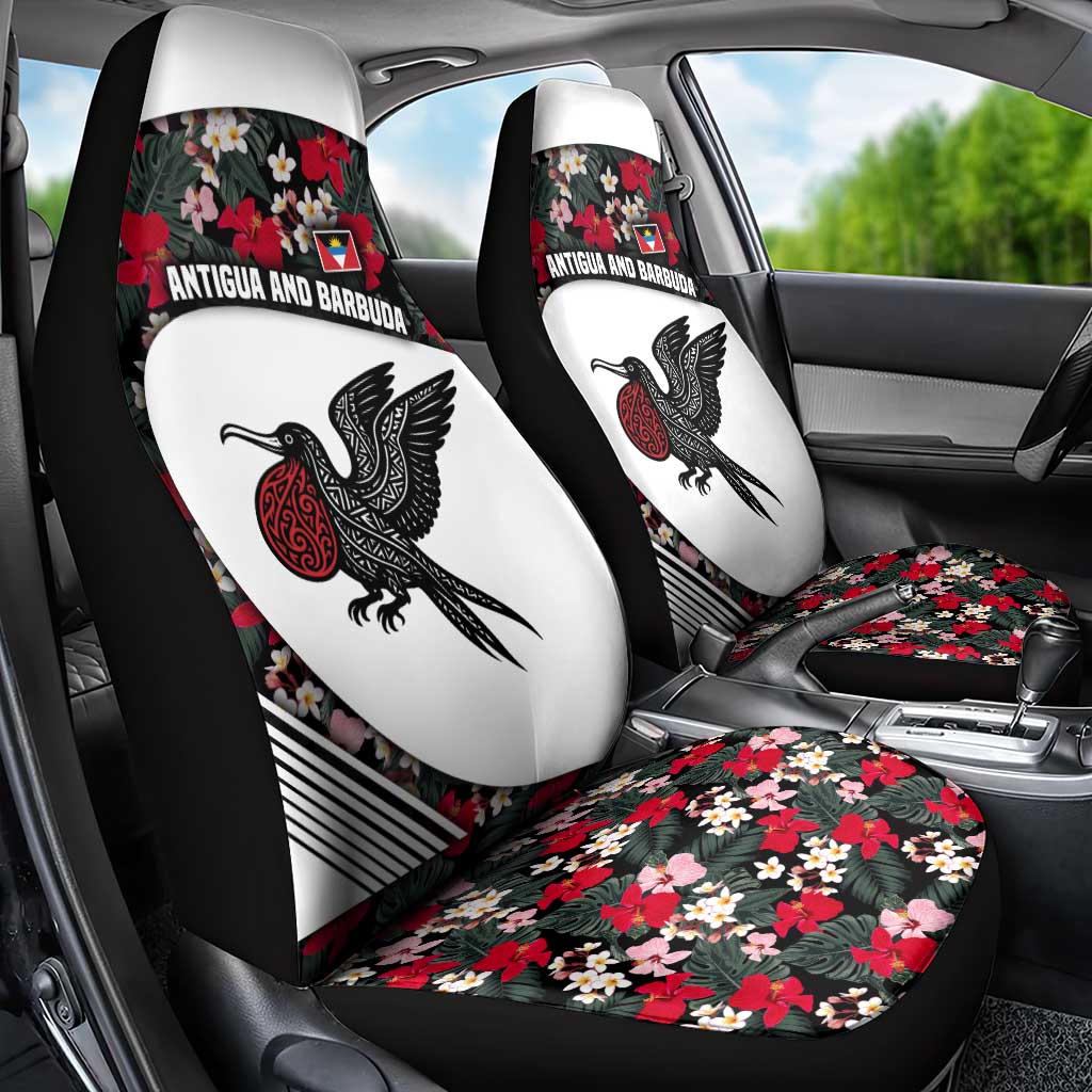 Antigua and Barbuda Hummingbird Car Seat Cover with Tribal Bird and Tropical Floral Design with Island Flag - Wonder Print Shop