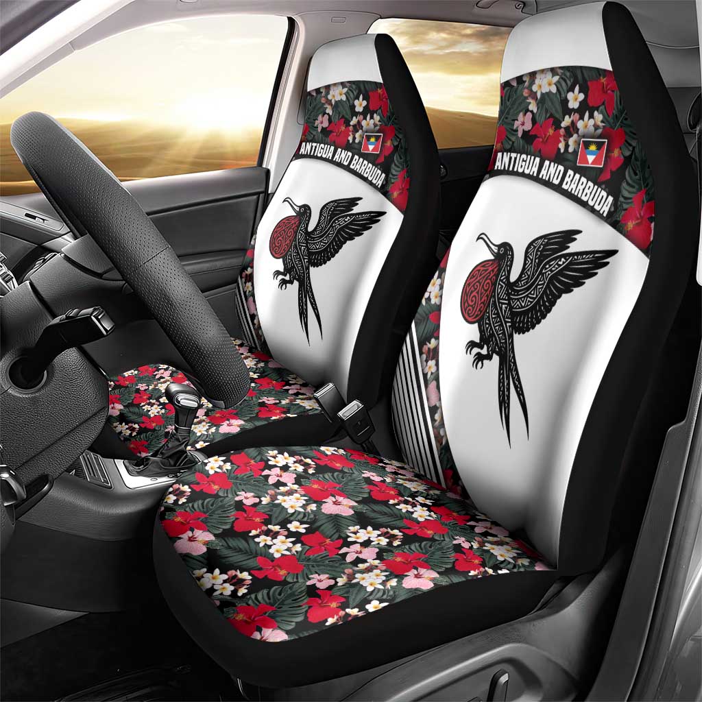 Antigua and Barbuda Hummingbird Car Seat Cover with Tribal Bird and Tropical Floral Design with Island Flag - Wonder Print Shop
