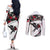 Antigua and Barbuda Hummingbird Couples Matching Off The Shoulder Long Sleeve Dress and Long Sleeve Button Shirt with Tribal Bird and Tropical Floral Design with Island Flag - Wonder Print Shop