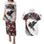 Antigua and Barbuda Hummingbird Couples Matching Puletasi and Hawaiian Shirt with Tribal Bird and Tropical Floral Design with Island Flag - Wonder Print Shop