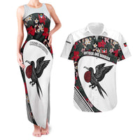 Antigua and Barbuda Hummingbird Couples Matching Tank Maxi Dress and Hawaiian Shirt with Tribal Bird and Tropical Floral Design with Island Flag - Wonder Print Shop