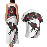 Antigua and Barbuda Hummingbird Couples Matching Tank Maxi Dress and Hawaiian Shirt with Tribal Bird and Tropical Floral Design with Island Flag - Wonder Print Shop