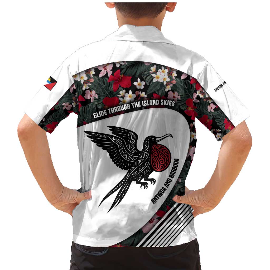 Antigua and Barbuda Hummingbird Family Matching Mermaid Dress and Hawaiian Shirt with Tribal Bird and Tropical Floral Design with Island Flag - Wonder Print Shop