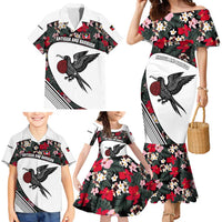Antigua and Barbuda Hummingbird Family Matching Mermaid Dress and Hawaiian Shirt with Tribal Bird and Tropical Floral Design with Island Flag - Wonder Print Shop