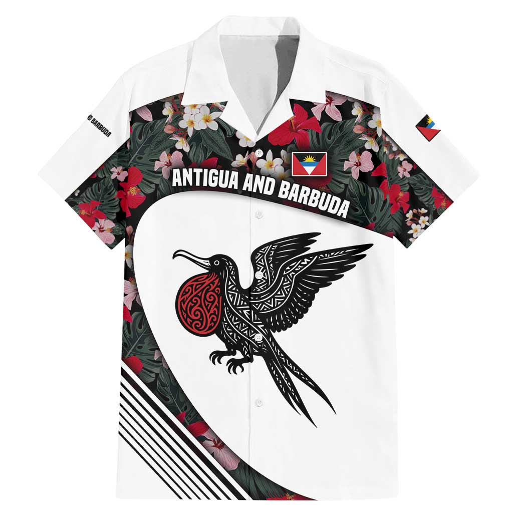Antigua and Barbuda Hummingbird Family Matching Mermaid Dress and Hawaiian Shirt with Tribal Bird and Tropical Floral Design with Island Flag - Wonder Print Shop