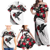 Antigua and Barbuda Hummingbird Family Matching Off Shoulder Maxi Dress and Hawaiian Shirt with Tribal Bird and Tropical Floral Design with Island Flag - Wonder Print Shop