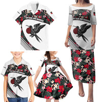 Antigua and Barbuda Hummingbird Family Matching Puletasi and Hawaiian Shirt with Tribal Bird and Tropical Floral Design with Island Flag - Wonder Print Shop