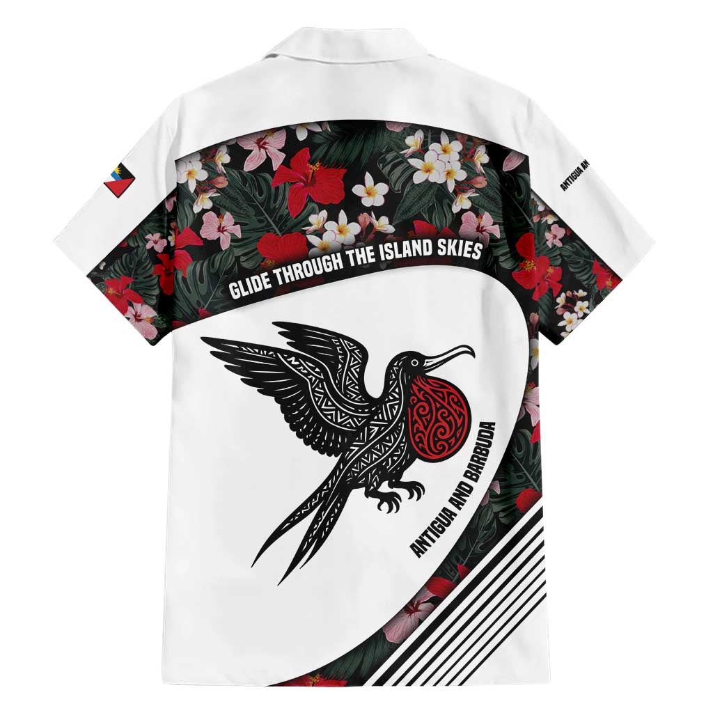 Antigua and Barbuda Hummingbird Family Matching Short Sleeve Bodycon Dress and Hawaiian Shirt with Tribal Bird and Tropical Floral Design with Island Flag - Wonder Print Shop