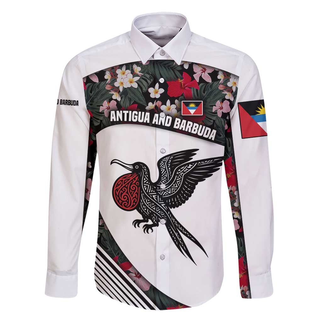 Antigua and Barbuda Hummingbird Family Matching Tank Maxi Dress and Hawaiian Shirt with Tribal Bird and Tropical Floral Design with Island Flag - Wonder Print Shop