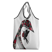 Antigua and Barbuda Hummingbird Grocery Bag with Tribal Bird and Tropical Floral Design with Island Flag - Wonder Print Shop