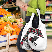 Antigua and Barbuda Hummingbird Grocery Bag with Tribal Bird and Tropical Floral Design with Island Flag - Wonder Print Shop