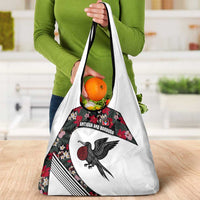 Antigua and Barbuda Hummingbird Grocery Bag with Tribal Bird and Tropical Floral Design with Island Flag - Wonder Print Shop